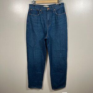 Madewell Baggy Straight Jeans Size 28 Dark Worn Indigo Wash High Rise Slouchy